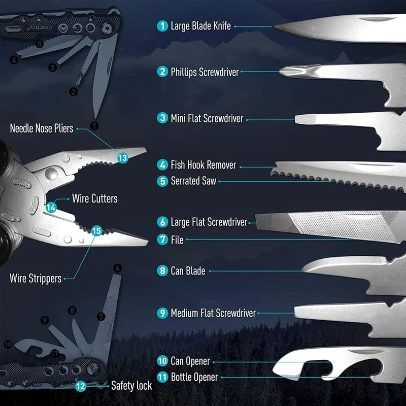 15 in 1 MULTITOOL+ LED TACTICAL FLASHLIGHT SET