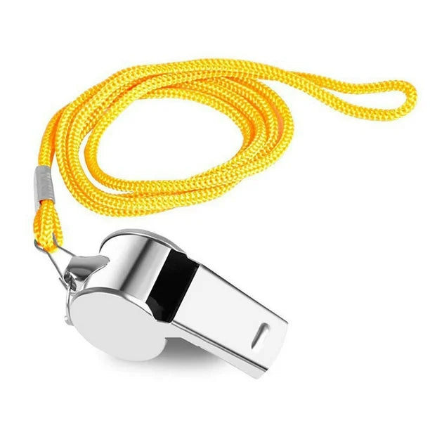 STAINLESS STEEL WHISTLE WITH LANYARD,6.5G SILVER