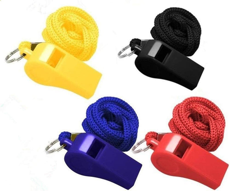 PLASTIC WHISTLE WITH LANYARD ASSORTED COLOURS
