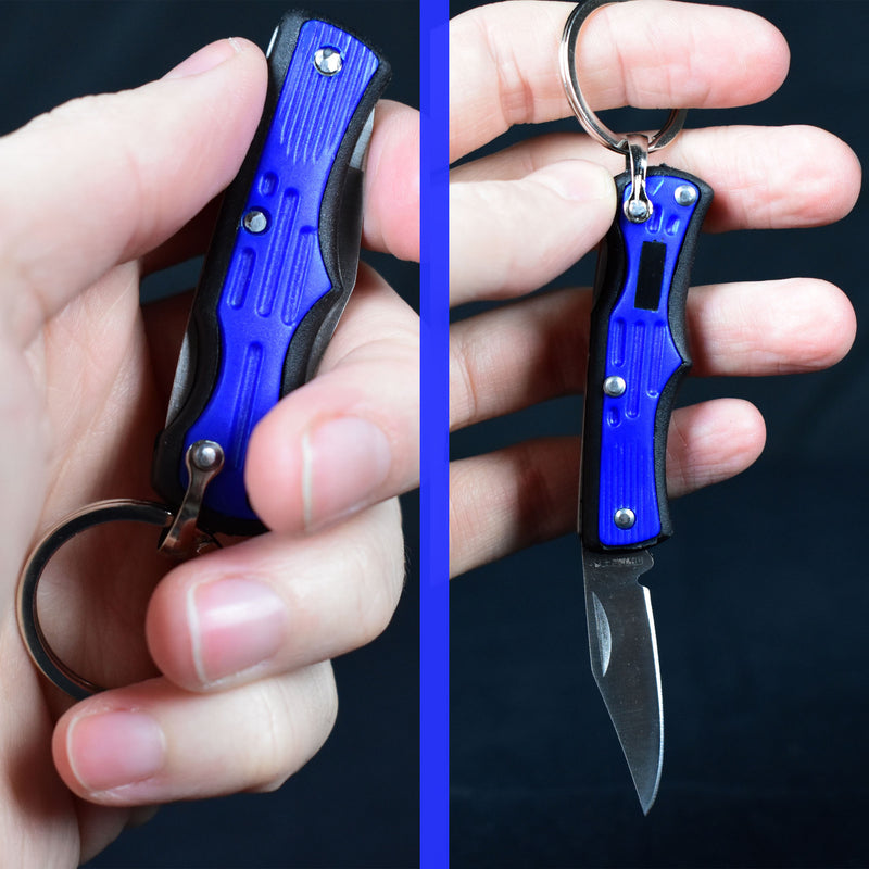 FOLDING KNIFE BLUE PLASTIC HANDLE